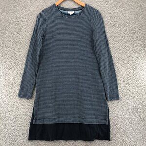 J Jill Dress Womens Small Blue Striped Mini T Shirt Long Sleeve Stretch Layered